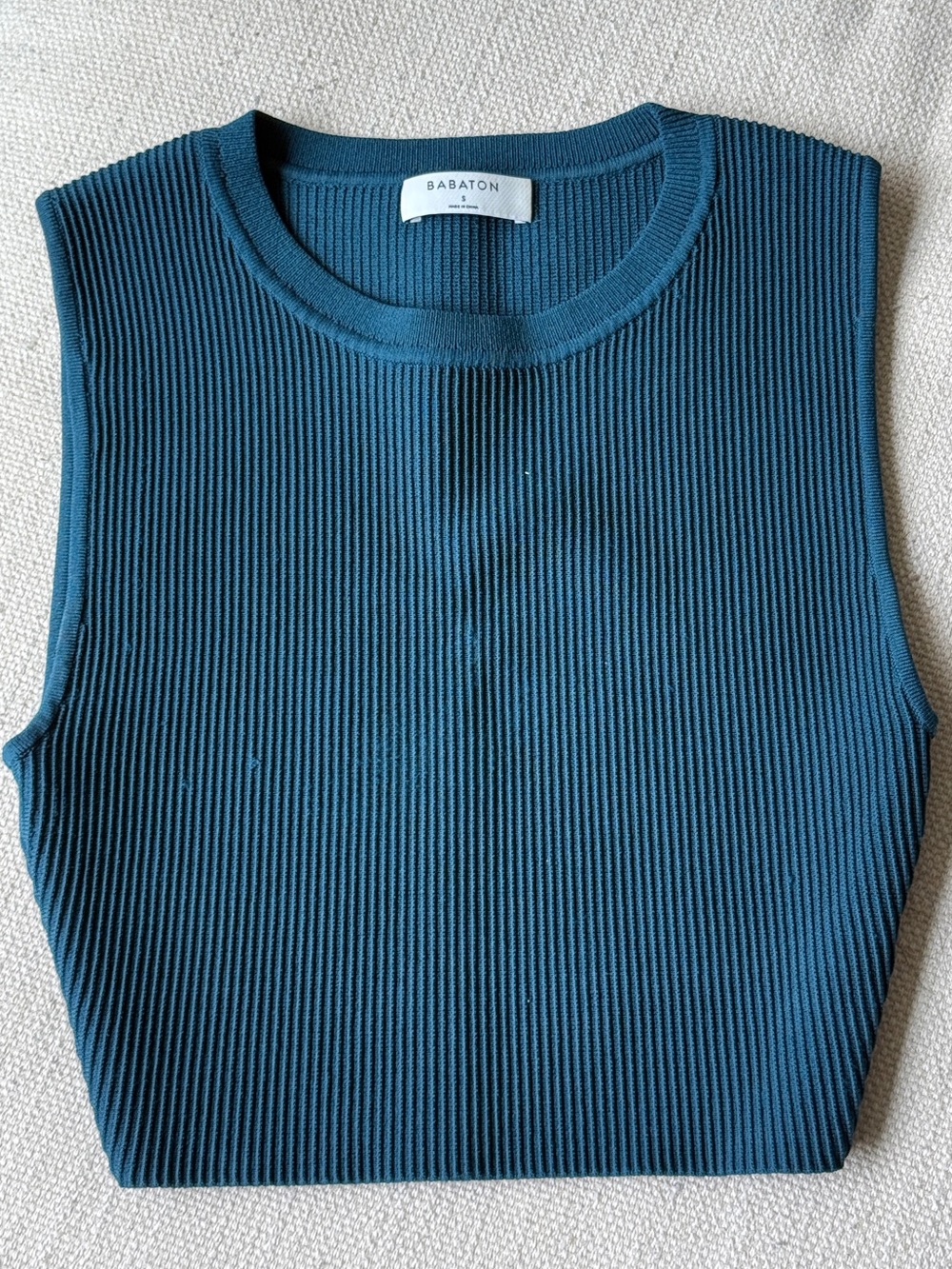 Babaton Teal Sculpt Knit Sleeveless Tank